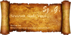 Szvitek Gyöngyi névjegykártya